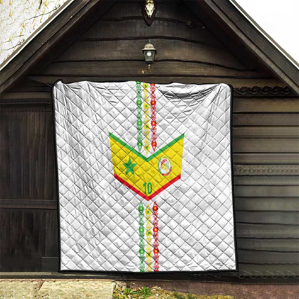 Custom Senegal Football Quilt Tricolor African Stripes Motif Sporty Style - African Pride