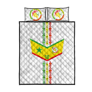 Custom Senegal Football Quilt Bed Set Tricolor African Stripes Motif Sporty Style - African Pride