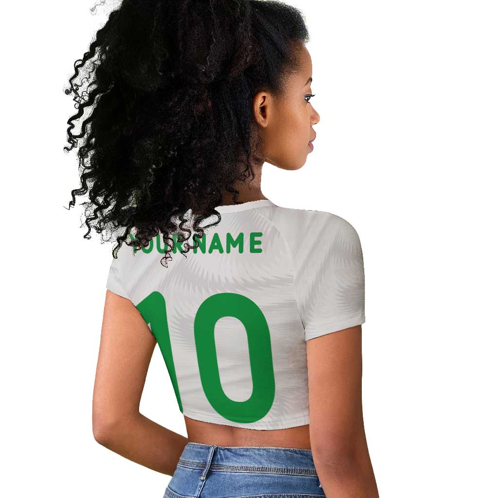 Custom Senegal Football Raglan Cropped T shirt Tricolor African Stripes Motif Sporty Style - African Pride