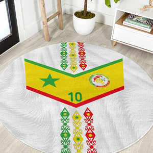 Custom Senegal Football Round Carpet Tricolor African Stripes Motif Sporty Style - African Pride