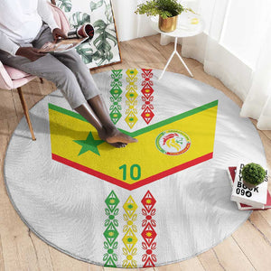 Custom Senegal Football Round Carpet Tricolor African Stripes Motif Sporty Style - African Pride