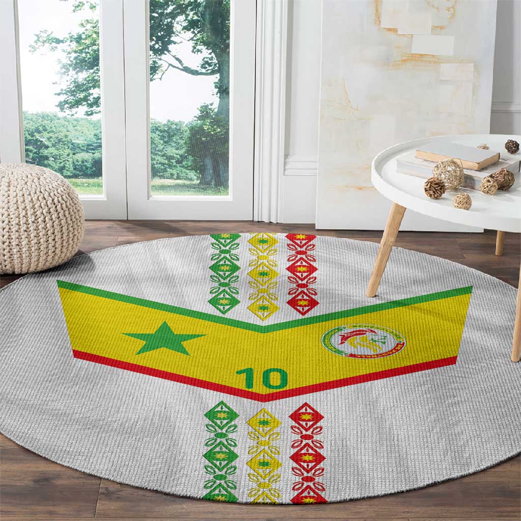 Custom Senegal Football Round Carpet Tricolor African Stripes Motif Sporty Style - African Pride