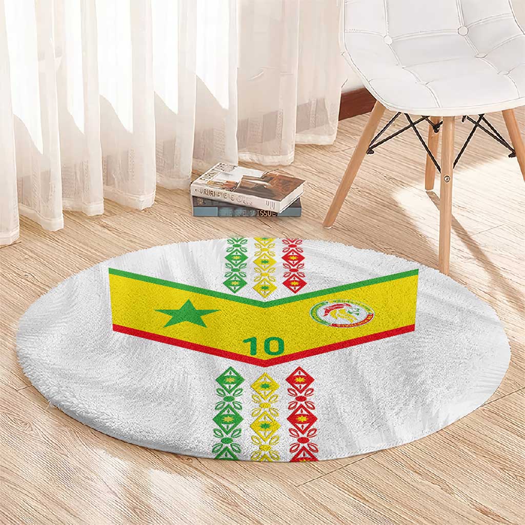 Custom Senegal Football Round Carpet Tricolor African Stripes Motif Sporty Style - African Pride