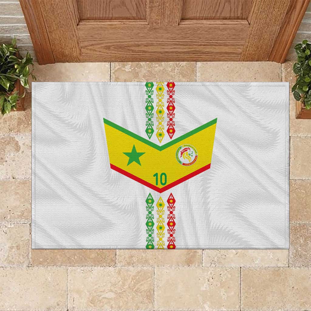 Custom Senegal Football Rubber Doormat Tricolor African Stripes Motif Sporty Style - African Pride