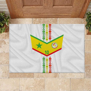 Custom Senegal Football Rubber Doormat Tricolor African Stripes Motif Sporty Style - African Pride