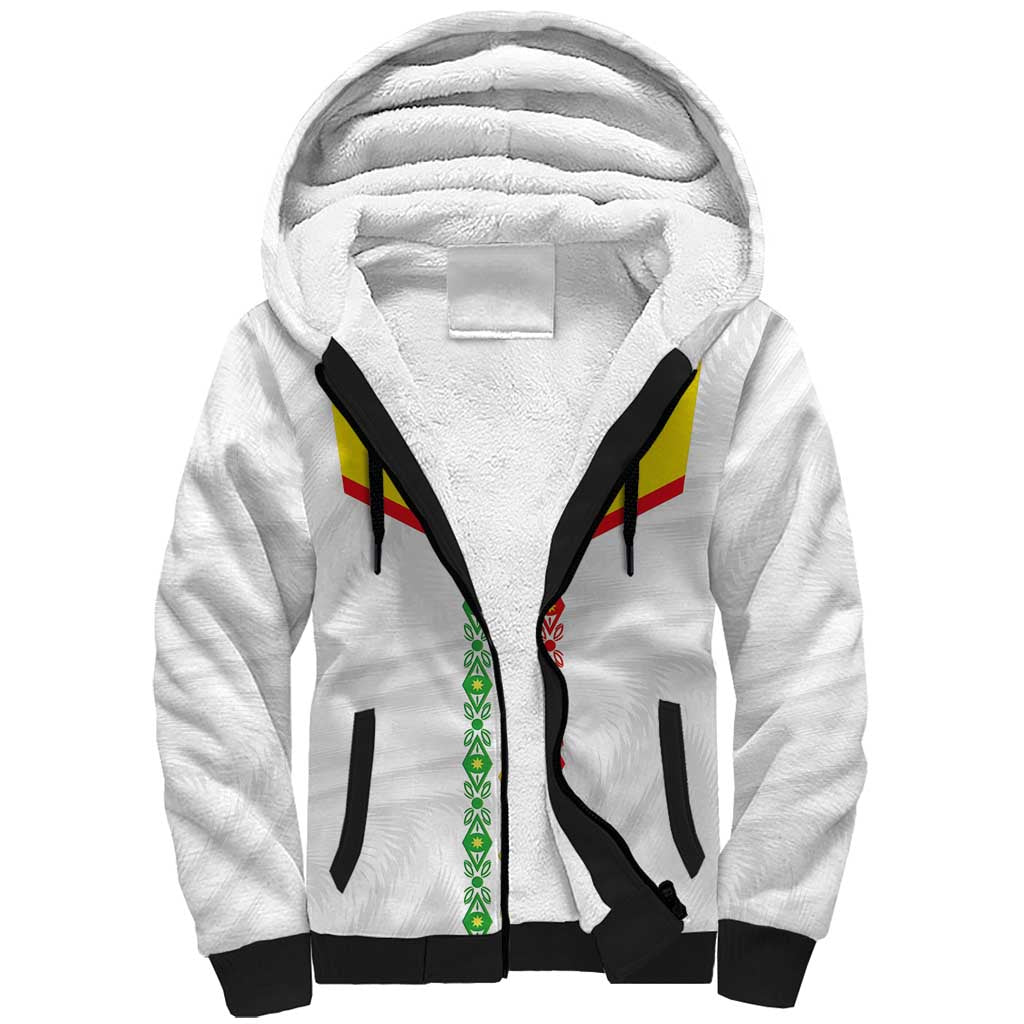 Custom Senegal Football Sherpa Hoodie Tricolor African Stripes Motif Sporty Style - African Pride