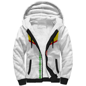 Custom Senegal Football Sherpa Hoodie Tricolor African Stripes Motif Sporty Style - African Pride