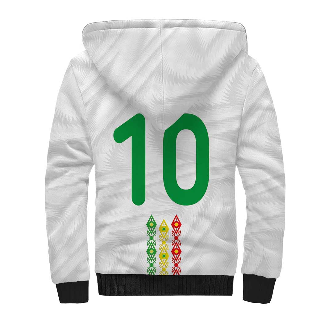 Custom Senegal Football Sherpa Hoodie Tricolor African Stripes Motif Sporty Style - African Pride