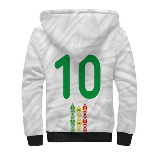 Custom Senegal Football Sherpa Hoodie Tricolor African Stripes Motif Sporty Style - African Pride
