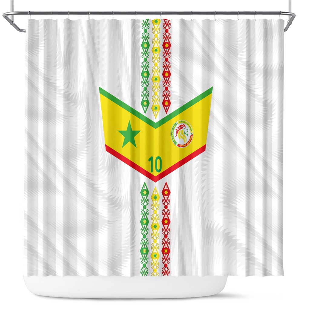 Custom Senegal Football Shower Curtain Tricolor African Stripes Motif Sporty Style - African Pride