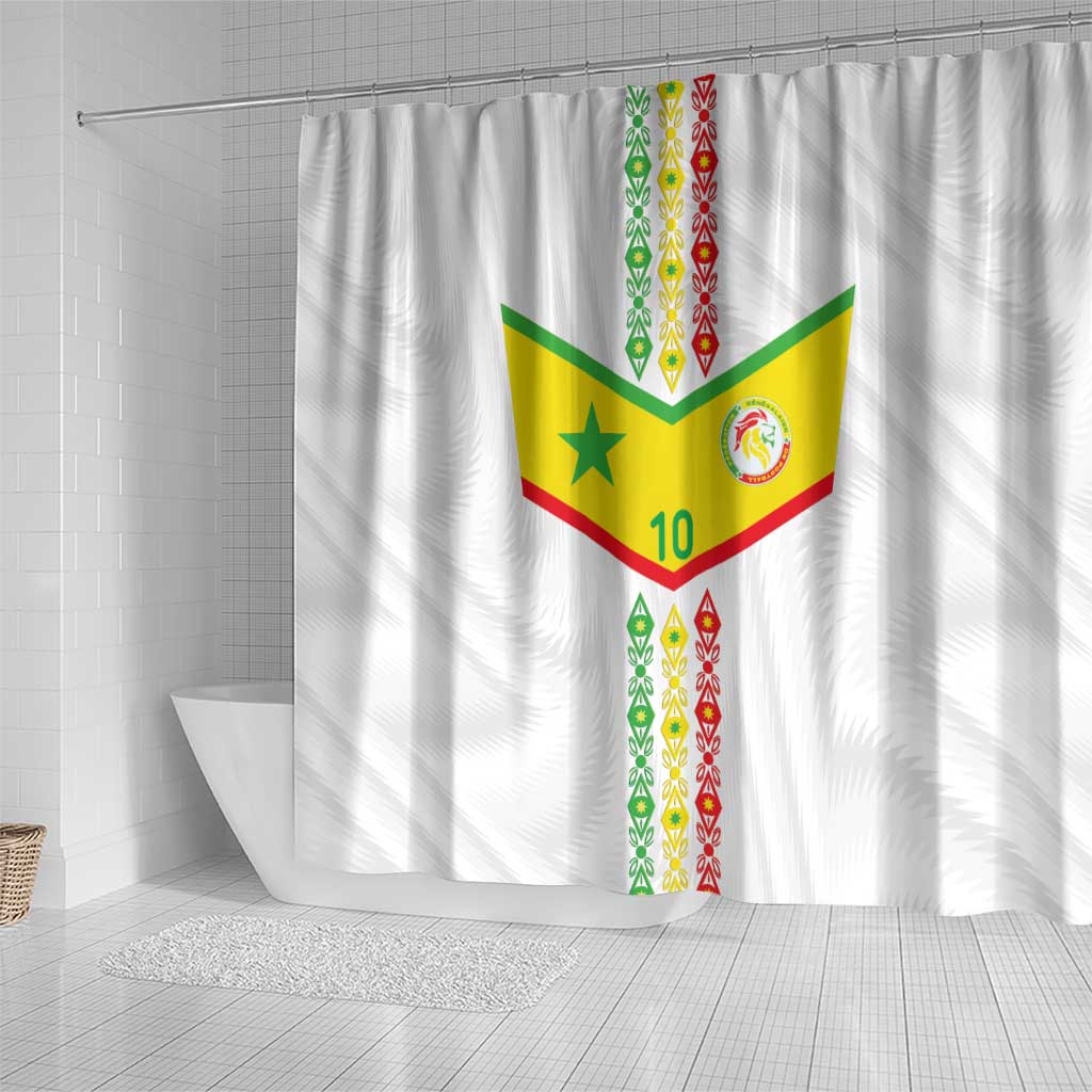 Custom Senegal Football Shower Curtain Tricolor African Stripes Motif Sporty Style - African Pride