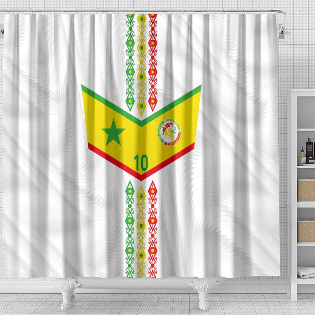 Custom Senegal Football Shower Curtain Tricolor African Stripes Motif Sporty Style - African Pride