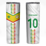 Custom Senegal Football Skinny Tumbler Tricolor African Stripes Motif Sporty Style - African Pride