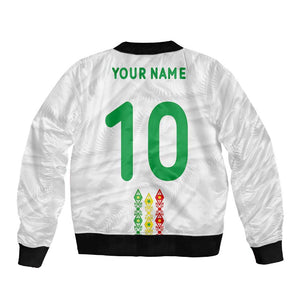 Custom Senegal Football Sleeve Zip Bomber Jacket Tricolor African Stripes Motif Sporty Style - African Pride