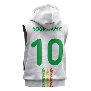 Custom Senegal Football Sleeveless Zip Hoodie Tricolor African Stripes Motif Sporty Style - African Pride