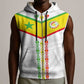 Custom Senegal Football Sleeveless Zip Hoodie Tricolor African Stripes Motif Sporty Style - African Pride