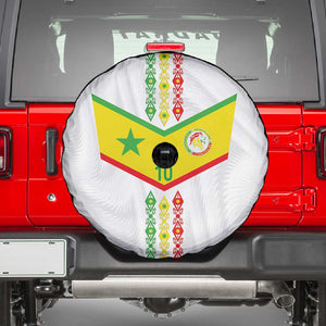 Custom Senegal Football Spare Tire Cover Tricolor African Stripes Motif Sporty Style - African Pride