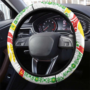 Senegal Football Steering Wheel Cover Tricolor African Stripes Motif Sporty Style - African Pride