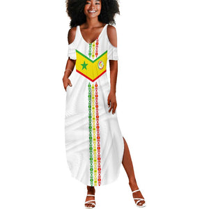 Custom Senegal Football Summer Maxi Dress Tricolor African Stripes Motif Sporty Style - African Pride