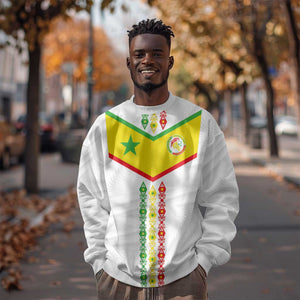 Custom Senegal Football Sweatshirt Tricolor African Stripes Motif Sporty Style - African Pride