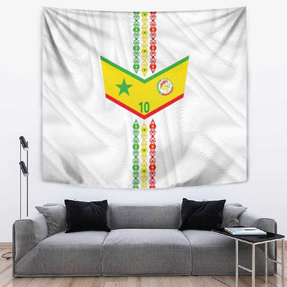 Custom Senegal Football Tapestry Tricolor African Stripes Motif Sporty Style - African Pride