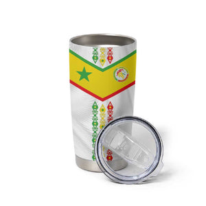 Custom Senegal Football Tumbler Cup Tricolor African Stripes Motif Sporty Style - African Pride