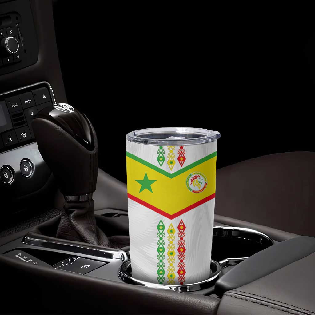Custom Senegal Football Tumbler Cup Tricolor African Stripes Motif Sporty Style - African Pride