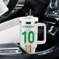 Custom Senegal Football Tumbler With Handle Tricolor African Stripes Motif Sporty Style - African Pride