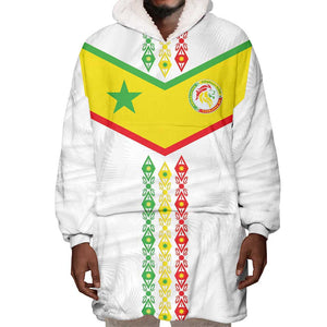 Custom Senegal Football Wearable Blanket Hoodie Tricolor African Stripes Motif Sporty Style - African Pride
