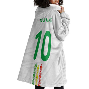Custom Senegal Football Wearable Blanket Hoodie Tricolor African Stripes Motif Sporty Style - African Pride