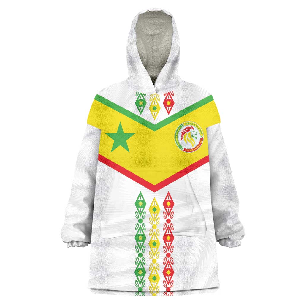 Custom Senegal Football Wearable Blanket Hoodie Tricolor African Stripes Motif Sporty Style - African Pride