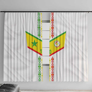Custom Senegal Football Window Curtain Tricolor African Stripes Motif Sporty Style - African Pride