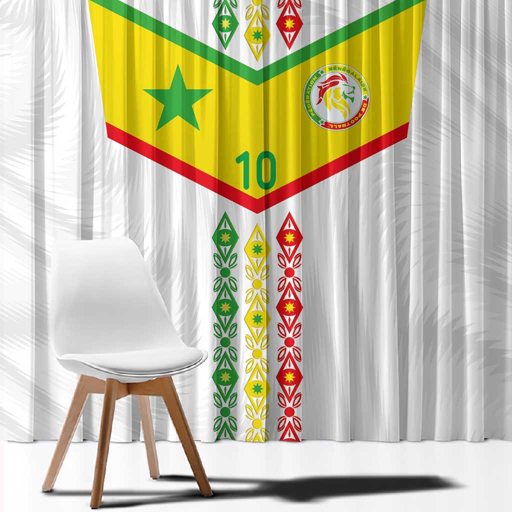 Custom Senegal Football Window Curtain Tricolor African Stripes Motif Sporty Style - African Pride
