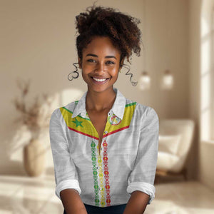 Custom Senegal Football Women Casual Shirt Tricolor African Stripes Motif Sporty Style - African Pride