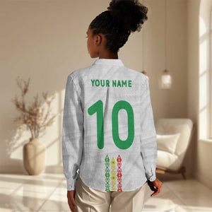 Custom Senegal Football Women Casual Shirt Tricolor African Stripes Motif Sporty Style - African Pride
