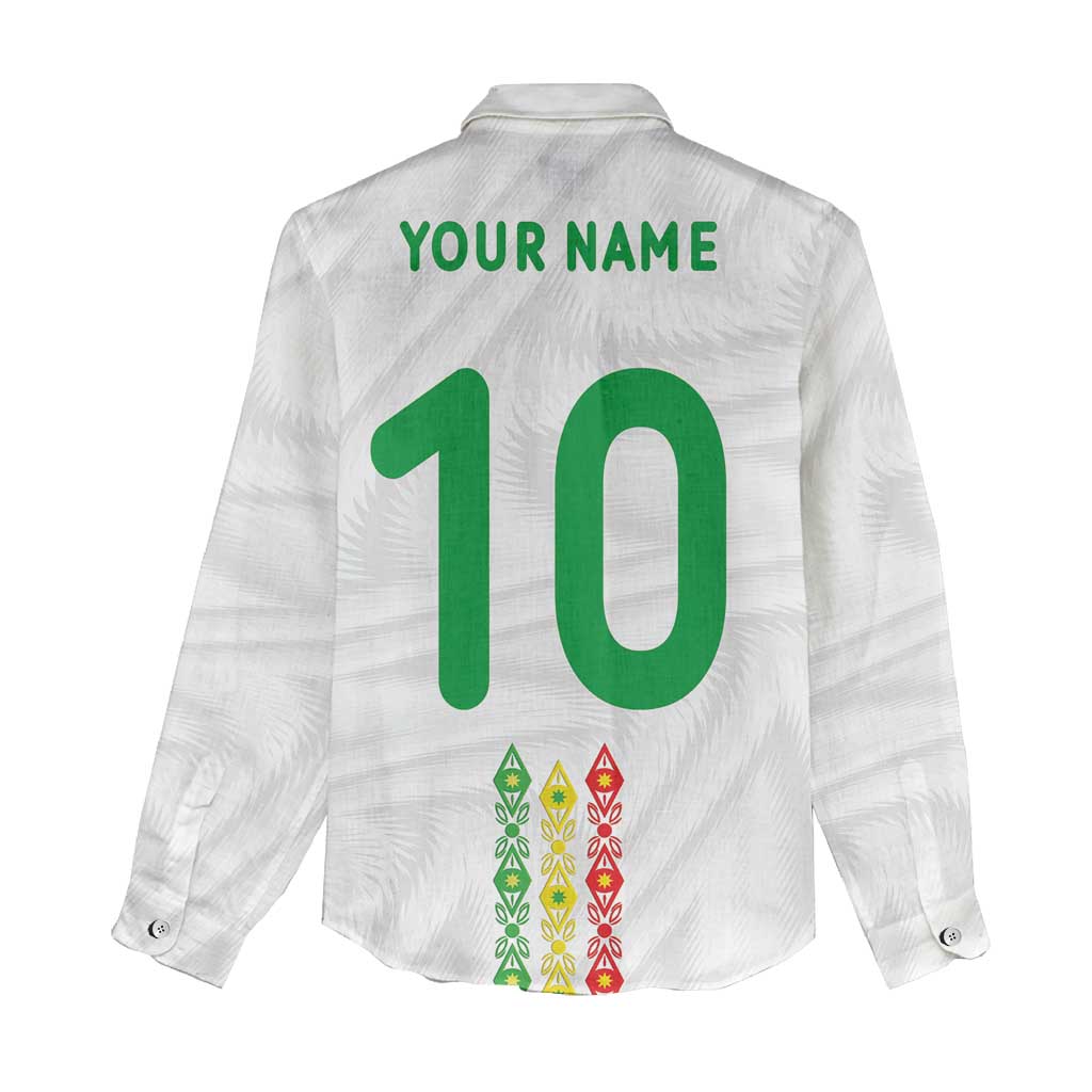 Custom Senegal Football Women Casual Shirt Tricolor African Stripes Motif Sporty Style - African Pride