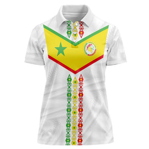 Custom Senegal Football Women Polo Shirt Tricolor African Stripes Motif Sporty Style - African Pride
