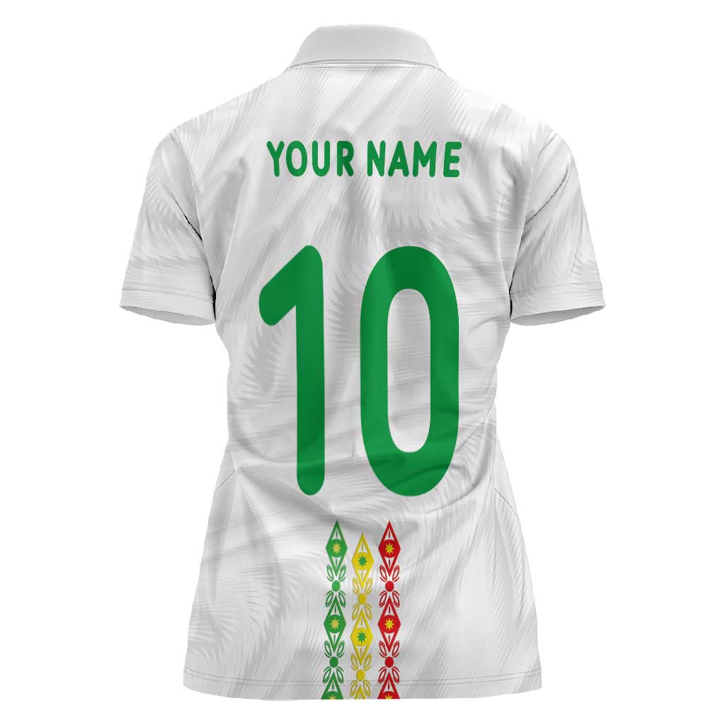 Custom Senegal Football Women Polo Shirt Tricolor African Stripes Motif Sporty Style - African Pride