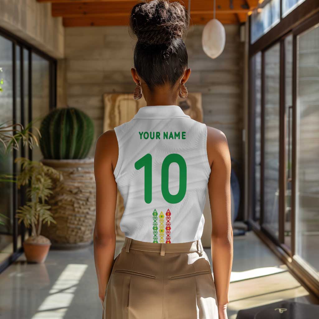 Custom Senegal Football Women Sleeveless Polo Shirt Tricolor African Stripes Motif Sporty Style - African Pride