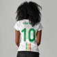 Custom Senegal Football Women V-Neck T-Shirt Tricolor African Stripes Motif Sporty Style - African Pride