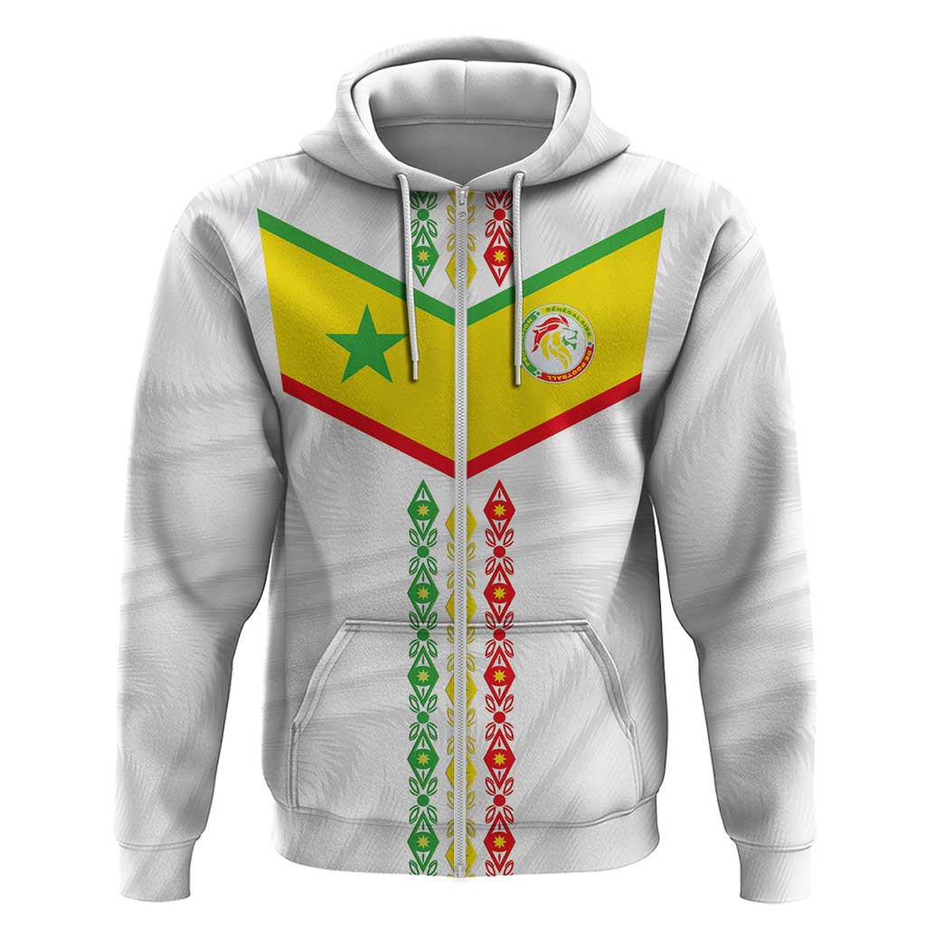 Custom Senegal Football Zip Hoodie Tricolor African Stripes Motif Sporty Style - African Pride