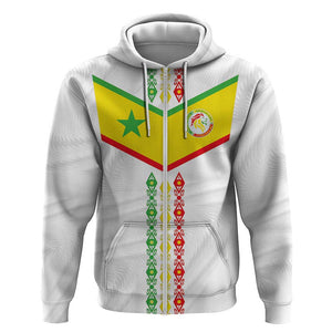 Custom Senegal Football Zip Hoodie Tricolor African Stripes Motif Sporty Style - African Pride