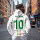 Custom Senegal Football Zip Hoodie Tricolor African Stripes Motif Sporty Style - African Pride