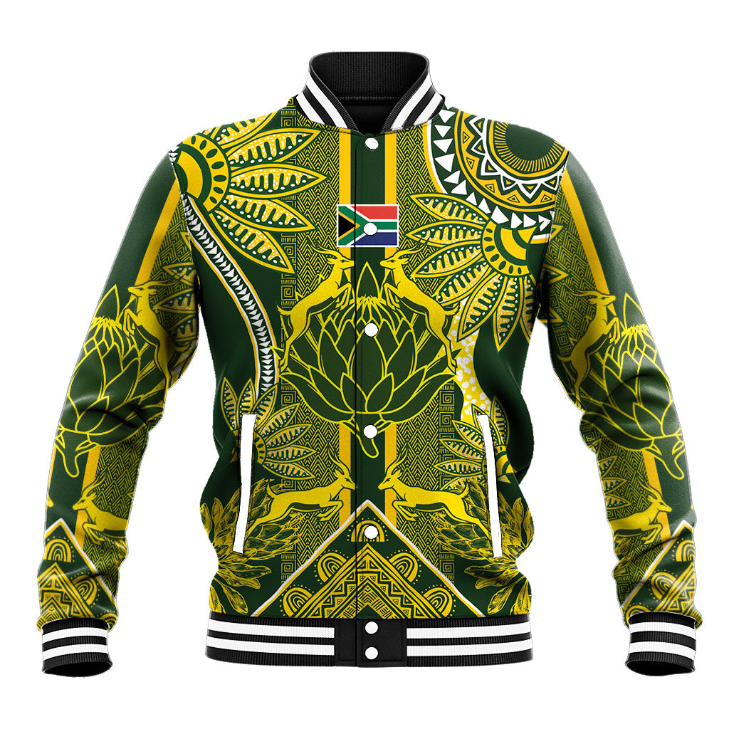 South Africa Rugby Custom Baseball Jacket Springbok with King Protea Inspired by African Heritage