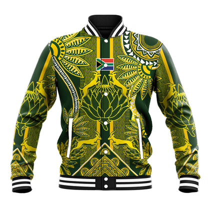South Africa Rugby Custom Baseball Jacket Springbok with King Protea Inspired by African Heritage
