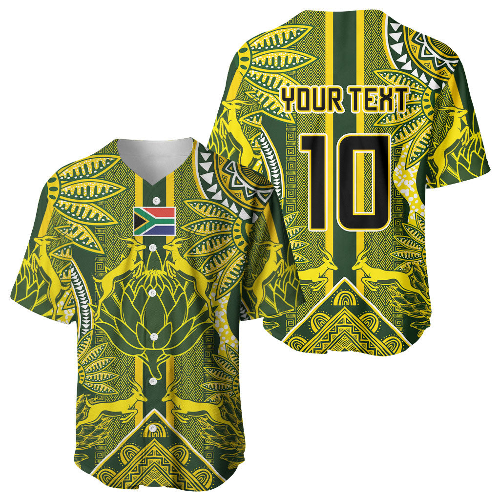 South Africa Rugby Custom Baseball Jersey Springbok with King Protea Inspired by African Heritage