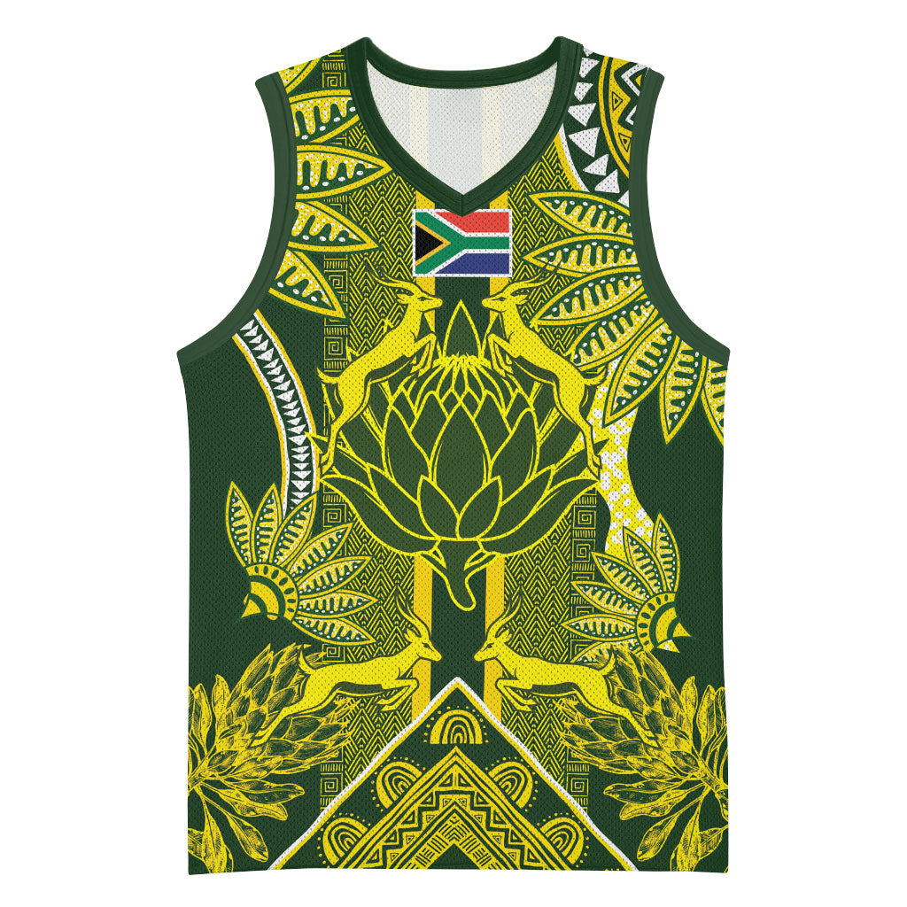 South Africa Rugby Custom Basketball Jersey Springbok with King Protea Inspired by African Heritage