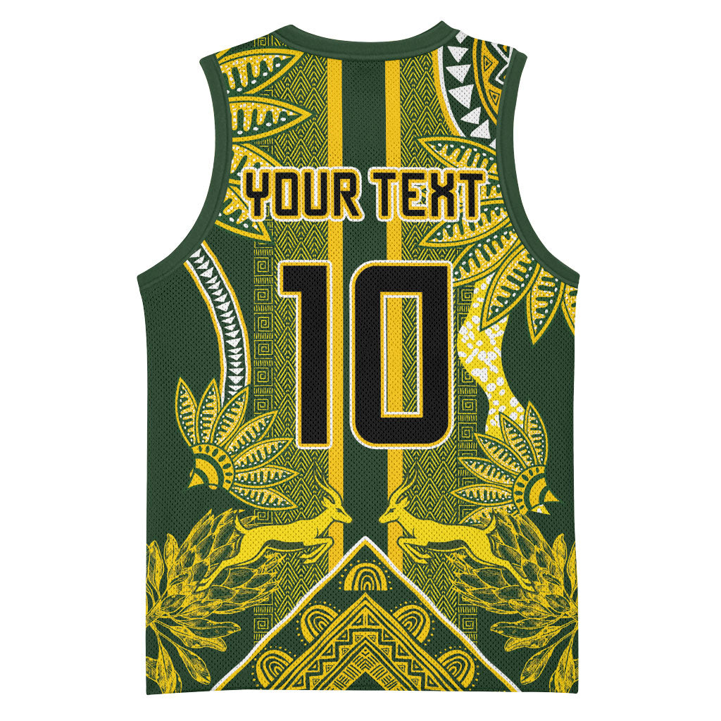 South Africa Rugby Custom Basketball Jersey Springbok with King Protea Inspired by African Heritage