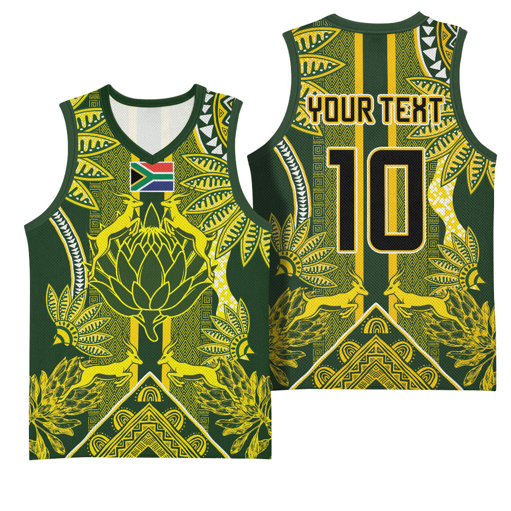 South Africa Rugby Custom Basketball Jersey Springbok with King Protea Inspired by African Heritage