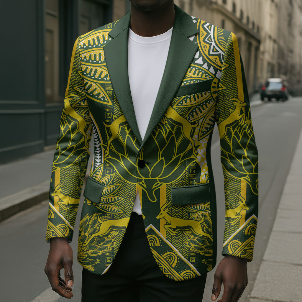 South Africa Rugby Custom Blazer Springbok with King Protea Inspired by African Heritage